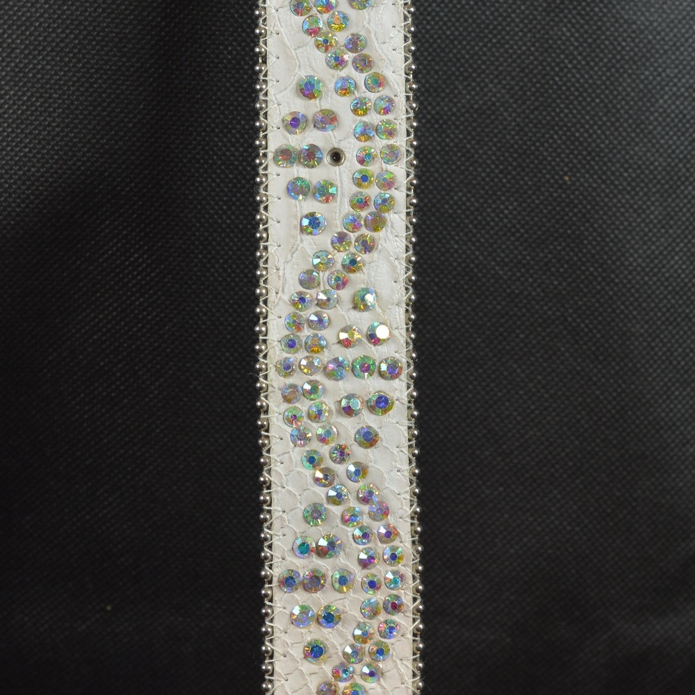 White Rhinestone Leather Belt M/L NWT - Picture 15 of 15